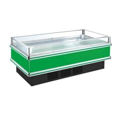 Fresh Food Display Curved Glass Freezer for Supermarket Used Vegetable/Meat/Seafood Showcase