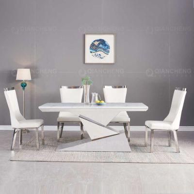 Foshan Modern Dining Room Furniture Stainless Steel Marble Dining Tables