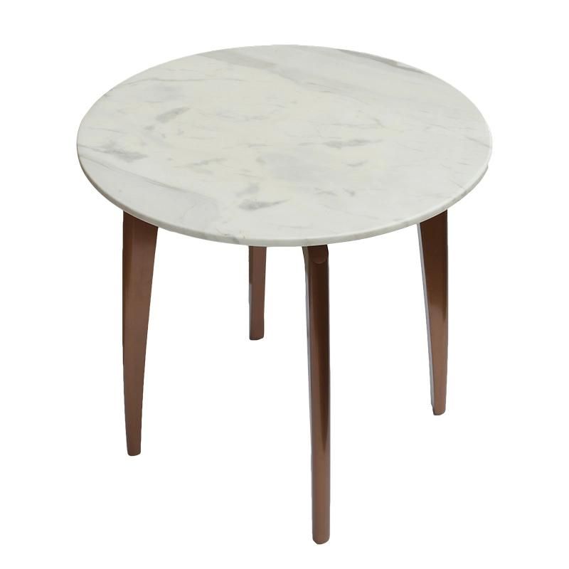 Small Round Rose Gold Stainless Steel Coffee Table with Tempered Glass Top