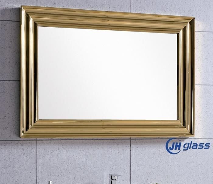 Stainless Steel Golden/Silver/Rose Golden/Black Wall Mounted Framed Bathroom Dressing Mirror for Hotel Decoration