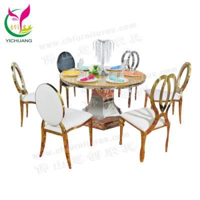 Hyc-St57 New Style Restaurant Banquet Round Stainless Steel Table Designs for Sale