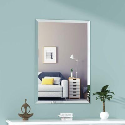 China Factory Rectangle Frameless 4mm Beveled Mirror Wall Mounted for Home Decoration Bathroom Living Room Furniture