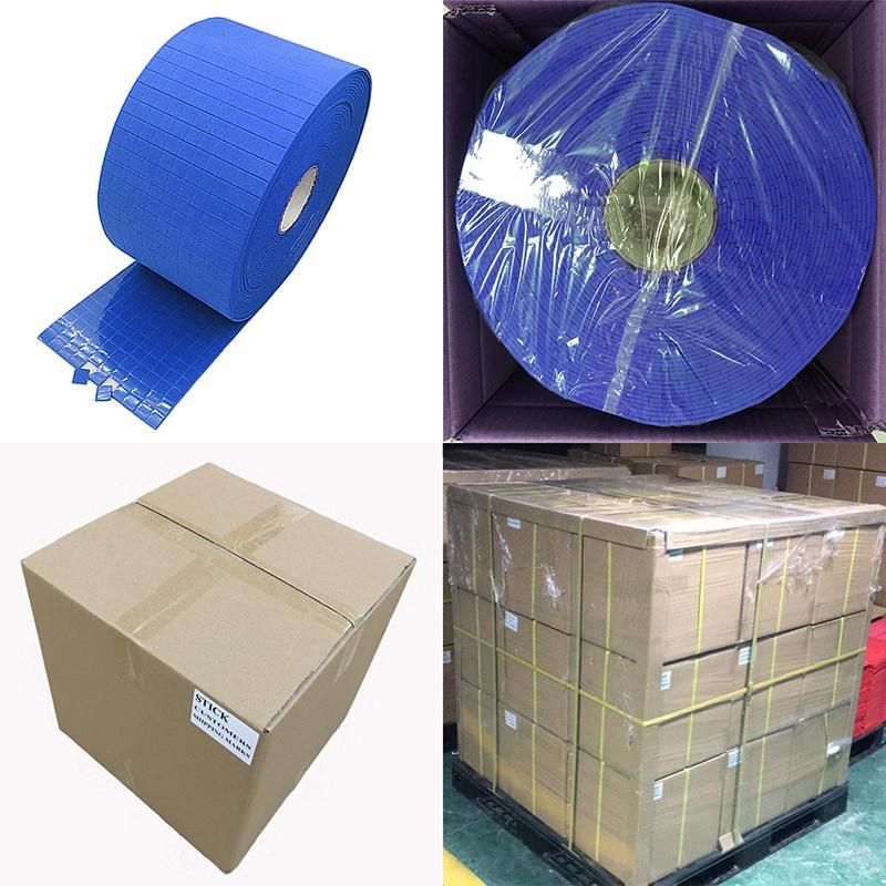 Blue Glass Protector PVC Rubber Cling Foam Glass Protector Pads on Rolls -Size 25X25X3mm+1mm