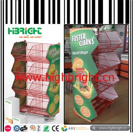 Floor Freestanding Four Sided Perforated Panel Display Stand with Hooks