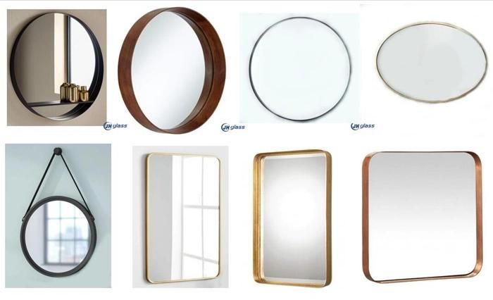 Black Golden Color Frame Round Rectangle Vanity Make-up Mirror for Bathroom