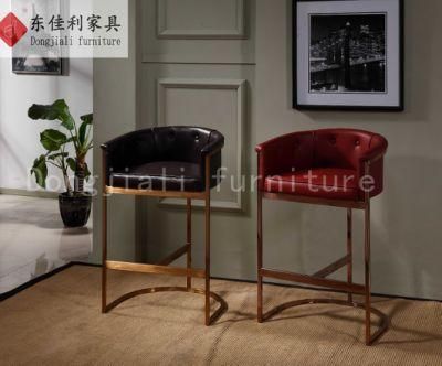 Stainless Steel Frame Bar Stool with PU and Leather Cushion