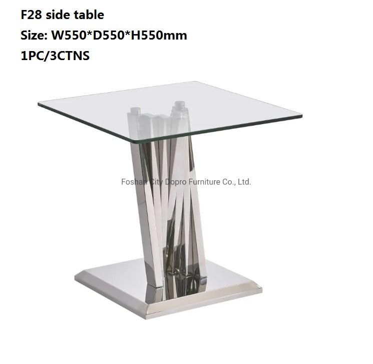 Dopro Piano Key Design Stainless Steel Mirror Polished Dining Table with Tempered Glass