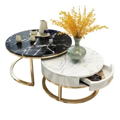 Hotel Furniture Living Room Luxury Design 304 Stainless Steel Base Center Coffee Table with Glass/Marble Top