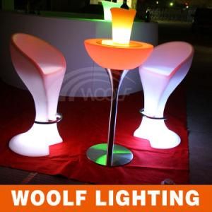 LED Glowing Glass Top Half Round Bar Table