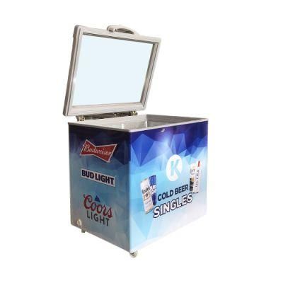 Commercial Deep Frozen Ice Cream Showcase Top Open Glass Door Freezer SD-250