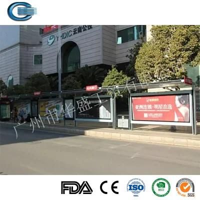 Huasheng Bus Shelter Glass China Bus Stop Station Shelter Factory Indoor Advertising Bus Stop Shelter Bus Station Smoking Shelter