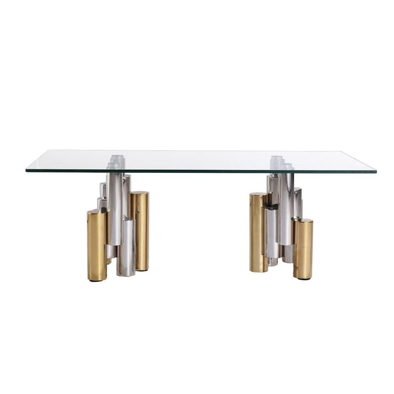 Hot Sale Modern Stainless Steel Home Furniture Glass Dining Table