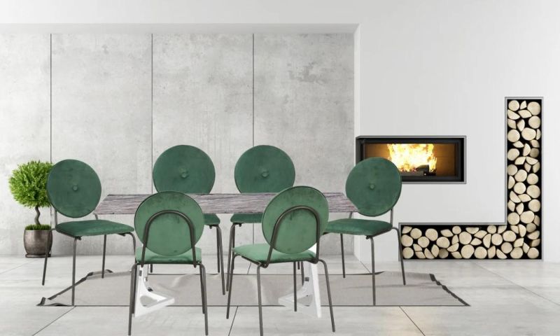Home Outdoor Furniture Rental Fancy Round Back Green Dior Wedding Restaurant Banquet Velvet Steel Chair