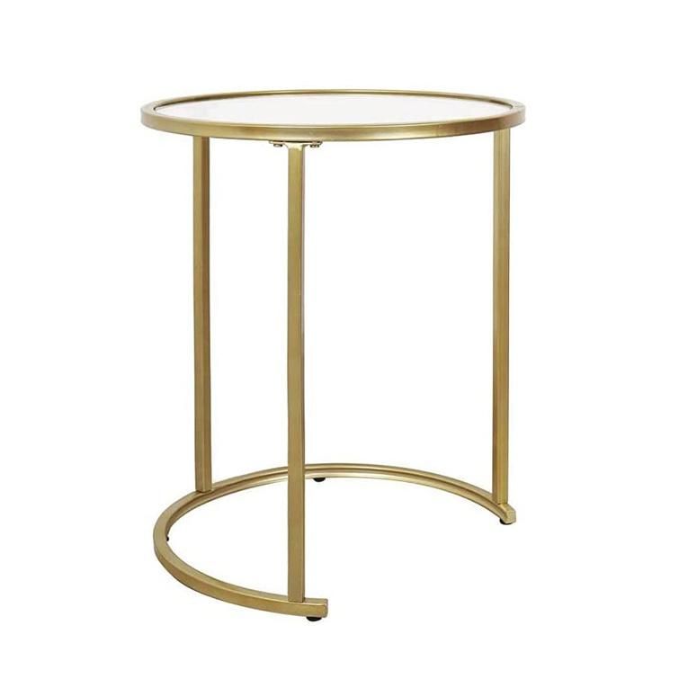 Luxury Copper Plating Stainless Steel Golden Black Tempered Glass Home Restaurant Coffee Table