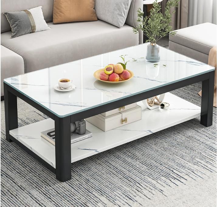 Coffee Table Table Living Room Household Simple Small Table Small Coffee Table Simple Modern Small Apartment Net Red Tempered Glass Coffee Table