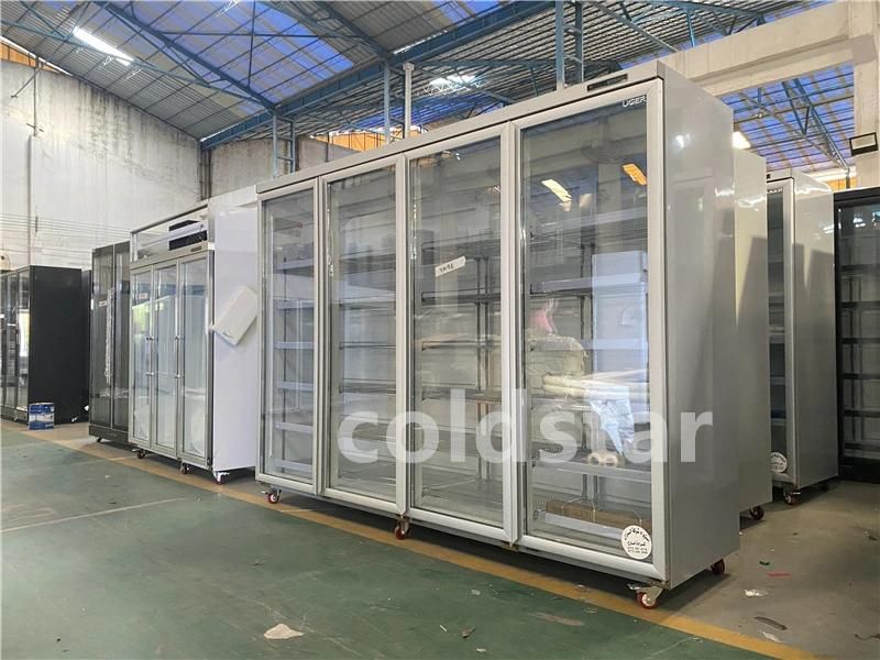 Fan Cooling Supermarket Vertical Glass Door Multideck Refrigerated Chiller Showcase