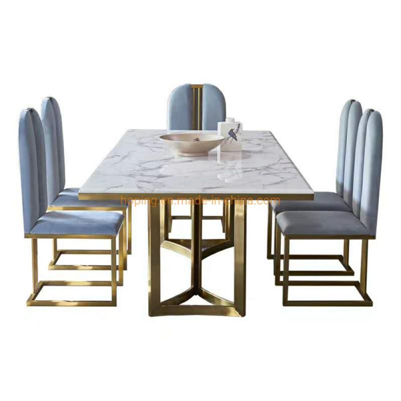 Modern New Design Hotel Rectangle Dining Table with Glass or Marble Top Home Furniture
