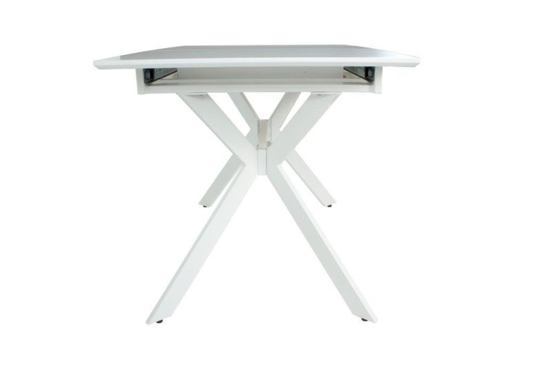 Modern Home Living Room Dining Room Furniture Extendable MDF Table Top Dining Table with Steel Tube Leg