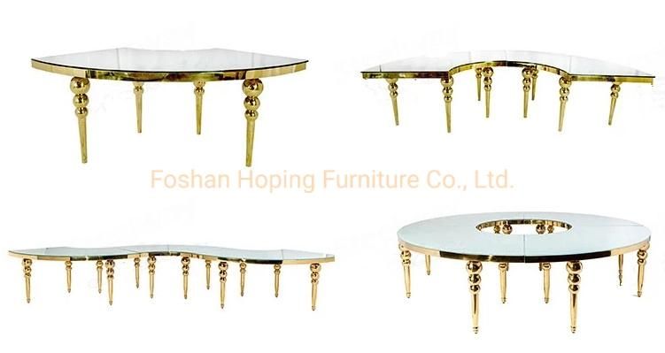 Foshan Shunde Supplier Hotel Said Table Wedding Party Steel Tube Coffee Table Modern Dining Table