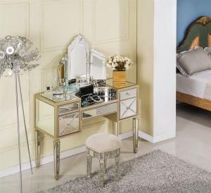 Modern Stylish Mirrored Vanity Dresser Dressing Table with Mirror and Stool