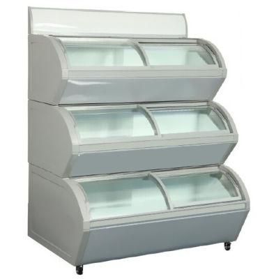 Three Lyers Ice Cream Refrigerated Freezer Gelato Display Showcase for Commercial
