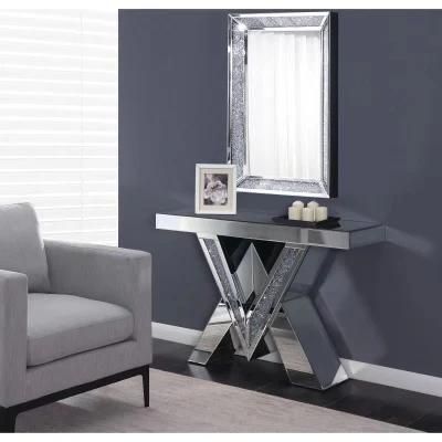 OEM High End Silver Console Table Mirror Glass Furniture Bedroom Set