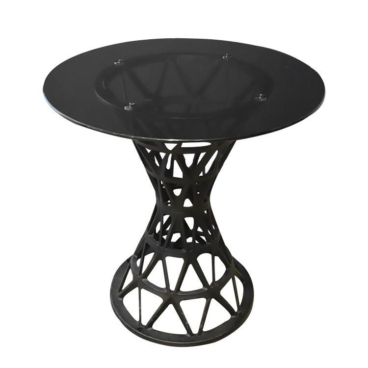 Modern Black Legs Black Glass Table Living Room Furniture Round Coffee Table