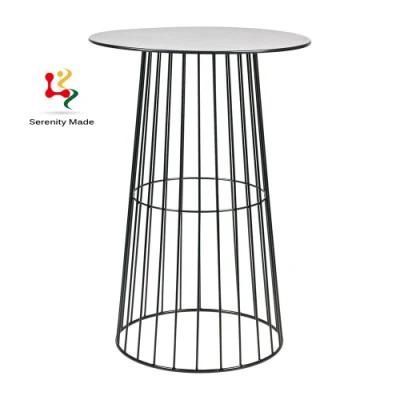 Silver Metal Wire Frame Glass Top High Bar Table for Event Use