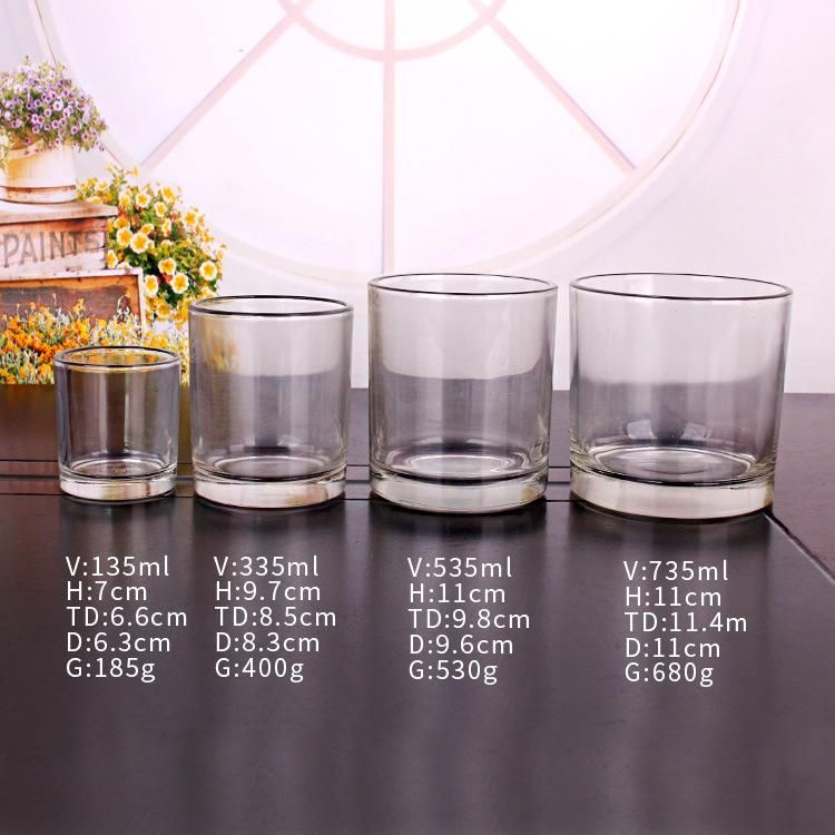 Transparent Round Glass Candle Jar Candle Holder for Gift Wedding Decoration