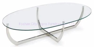 Minimalism Simple Modern Europe Style Clear Glass Oval Coffee Table