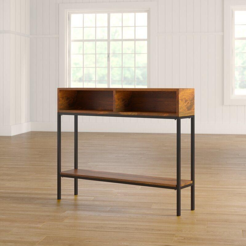Hotel Furniture Chestnut 42" Solid Wood Side Table Console Table Desk with 2 Open Drawer