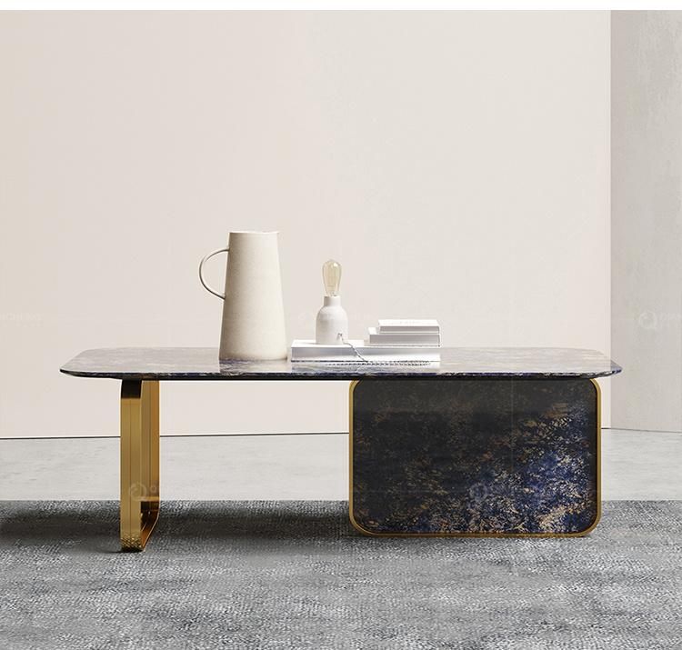 Modren Home Decor Golden Stainless Steel Base Marble Coffee Table