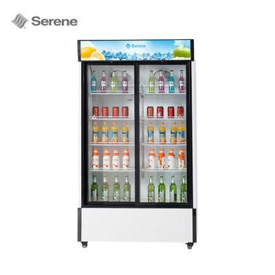 Supermarket Upright Glass Door Display Freezer Refrigerated Vertical Showcase for Beverage