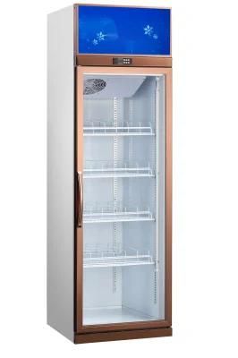 High Quality Single Door Drink Chiller Commercial Glass Upright Display Refrigerator Fridge Fan Cooling Showcase with High Quality