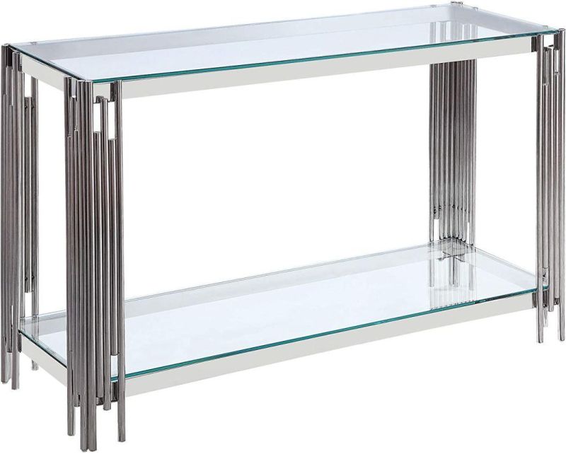 Wholesale Smart Design Modern Style Glass Console Table Metal Base Hallway Living Room Furniture