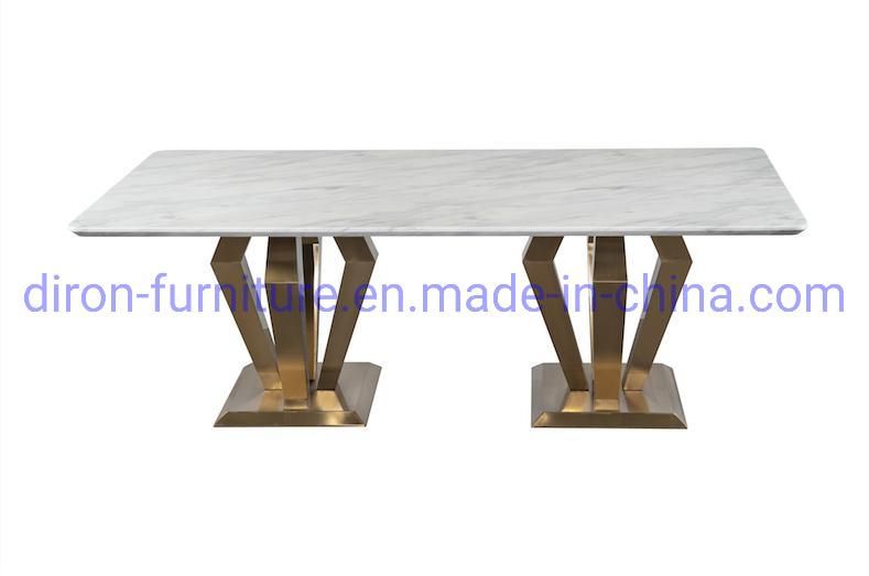 Foshan Furniture Cheap Stainless Steel Tempered Glass Dining Table