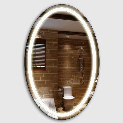 Decorative Bathroom Waterproof Electric Touched Illuminated Vanity Oval Frameless Smart LED Glass Wall Mirror