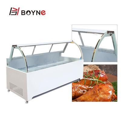 Marble Base Glass Sliding Door Meat Food Refrigeration Showcase