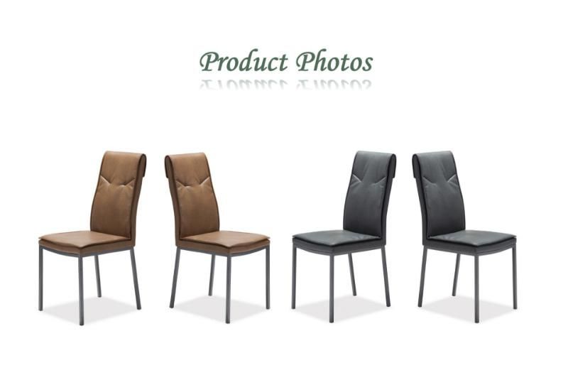 Modern Home Outdoor Dining Room Furniture Chromeplate Leg Chair PU Leather Steel Dining Chair