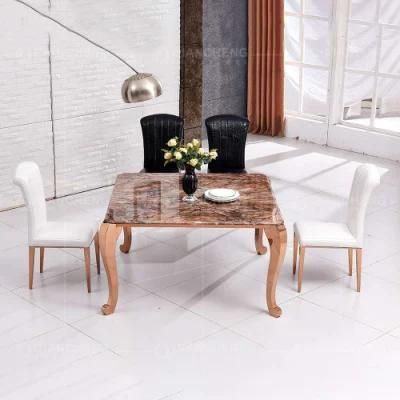 Small Modern Luxury French Square 4 Chair Home Dining Table