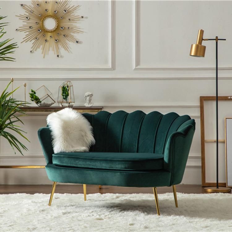 Modern Titanium Plated Stainless Steel Legs Long Sofa Chair Velvet Living Room Sofa Chair