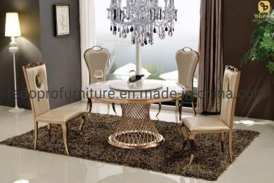 Bird Nest Cheap Price Marble Top Tables and PU Chairs Dining Room Furniture Dining Table Set-D20