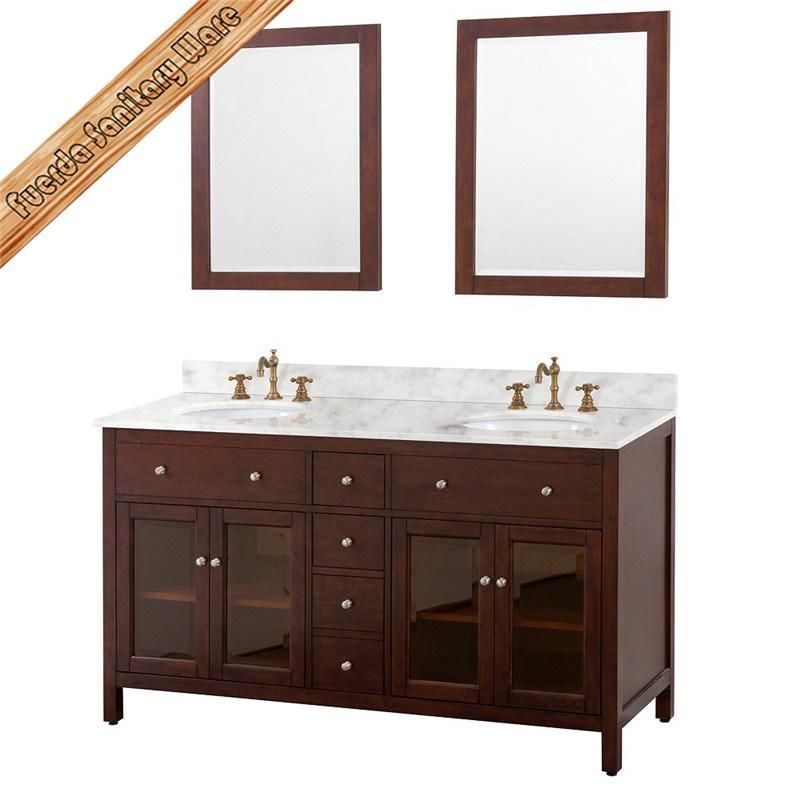 Glass Door Espresso Color Bathroom Vanity Cabinet