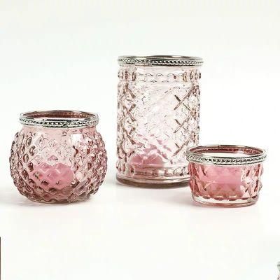 Wholesale Mercury Glass Votive Candle Holder Spraying Gold Candle Holder