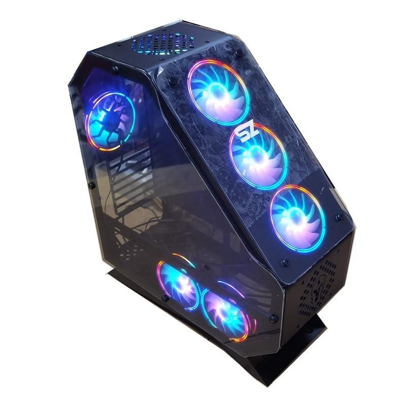 4mm Tempered Side Glass Panel PC Gaming Computer Case Cabinet, 2022 Hot Sale ATX Gaming Case with RGB Cooling Fan, Design Supper Gaming OEM Factory