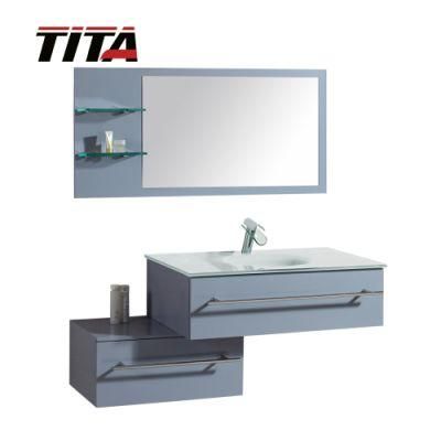 Lacquered Modern Bathroom Cabinet with Tempered Glass Basin T9014e