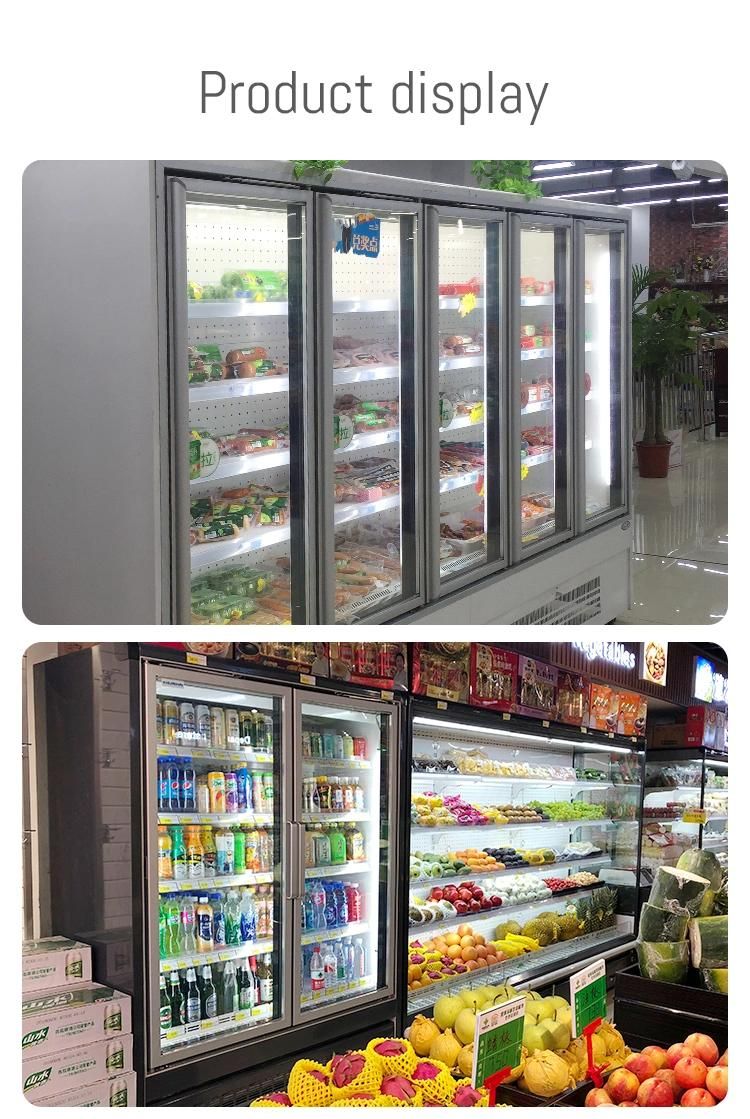 Grocery Store Display Fridge and 3 Door Display Cooler Showcase