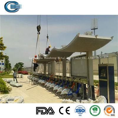 Huasheng China Bus Stop Shelter Station Manufacturing Solar Metal Bus Stop for Sale Prefab Bus Shelter with Indoor Shop Wooden Bus Stop Shelter