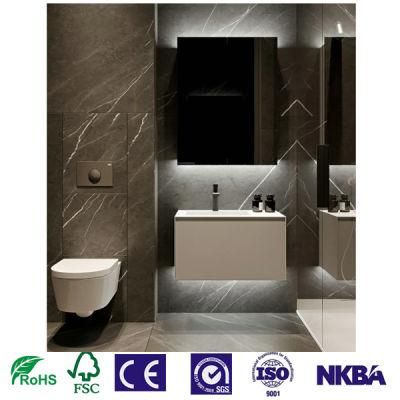 Italian Luxury PVC Marble LED Mirror Hotel Modern Furniture Bathroom Vanity Cabinet
