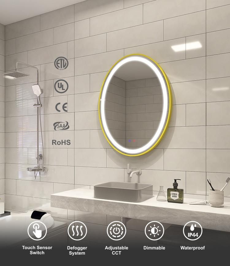 ETL CE Approved Custom-Sized Oval LED Lighted Bathroom Mirror